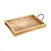 Artikel Houten dienblad met handgrepen decoratief dienblad naturel zwart 35×22,5cm