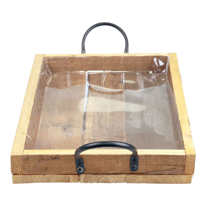Artikel Houten dienblad met handgrepen decoratief dienblad naturel zwart 40×27,5×5cm