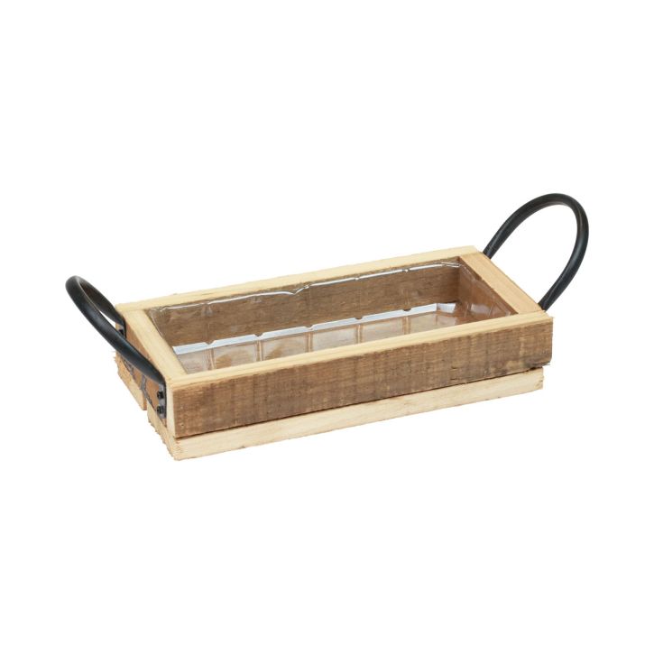 Houten dienblad met handvatten decoratief dienblad naturel zwart 25×12,5×5cm