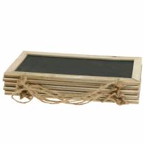 Artikel Leistenen bord met houten rand om op te hangen naturel 30x15cm 5 st