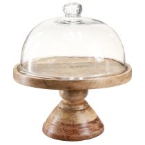 Artikel Houten bord met glazen stolp decoratieve kaasstolp Ø27cm H31cm