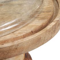 Artikel Houten bord met glazen stolp decoratieve kaasstolp Ø27cm H31cm