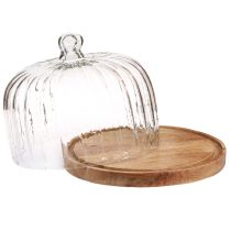 Artikel Houten bord met kaasstolp sierbord hout Ø29cm H22cm