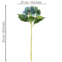 Artikel Kunstmatige hortensiabloem, blauwgroen, decoratieve enkele steel, 53 cm