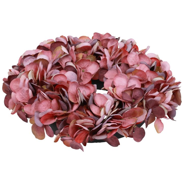 Kunstbloemen decoratie hortensia krans kunst oudroze Ø26cm