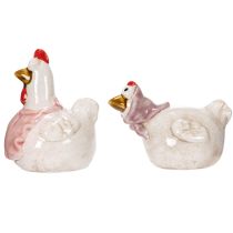 Artikel Keramische kippenfiguurtjes voor de woonkamer, schattige paasdecoratie voor op tafel, 11 cm, 2 stuks