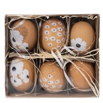 Artikel Hangende paasei-decoratie, lente, Pasen, echte kippeneieren, natuurlijk, 6 cm, 6 stuks