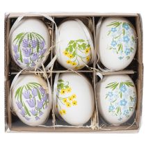 Artikel Paaseieren met delicate bloemmotieven voor een feestelijke paasdecoratie in de woonkamer, 6 cm, 6 stuks