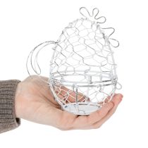 Artikel Draadmandje in de vorm van een kip voor paaseieren. Een charmante toevoeging aan de paasdecoratie. 14 cm