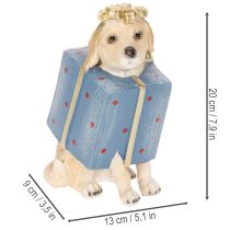Artikel Decoratief beeldje van een zittende puppy in een geschenkdoos, 20 cm