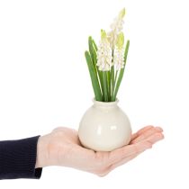 Artikel Vaas met hyacint, kunstbloem, voor een elegante en stijlvolle tafeldecoratie (20 cm).