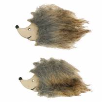 Herfstdecoratie egel met bont 7cm 24st