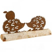 Roest egel deco berkenschors metalen herfst decoratie 20×4cm H10.5cm