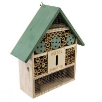 Artikel Insectenhotel Houten Insectenhuis Groen Naturel 26,5x9x31cm