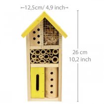 Artikel Insectenhotel geel hout insectenhuis tuin nestkast H26cm