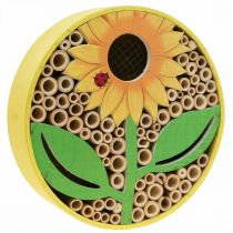 Insectenhotel Rond Houten Insectenhuis Geel Zonnebloem Ø25cm