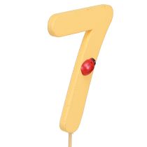 Artikel Jubileumnummer &quot;7&quot; op de stick Kleurrijke cijferpluggen 7,5 cm 16 stuks