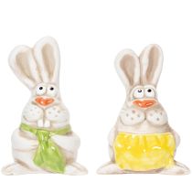 Artikel Paashaasjes, handbeschilderde keramische decoraties, leuk ontwerp voor paasdecoratie, 11 cm, 4 stuks