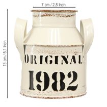 Artikel Decoratieve metalen kan “Original 1982” Crème Roest H13cm 2 stuks