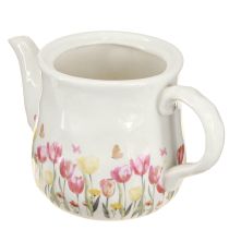 Artikel Keramische kan met bloemenmotief voor een lenteachtig accent in de woonkamer, 20 cm.