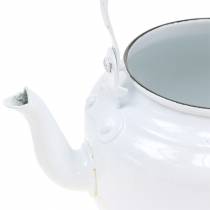 Artikel Decoratieve theepot, plantenbak, metaal, wit, shabby chic, Ø8,6cm, H16cm, vintage decoratieve bloempot