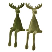 Artikel Elandenrand kruk decoratieve rand zit groen H31cm 2 stuks