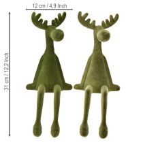 Artikel Elandenrand kruk decoratieve rand zit groen H31cm 2 stuks