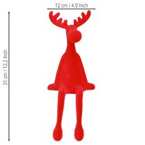 Artikel Edge Kruk Eland Decoratie Kerstmis Gevlokt 31cm Rood 3 stuks