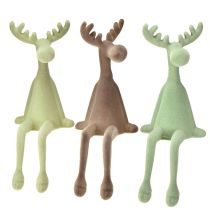 Artikel Edge kruk eland decoratie geflockt groen bruin mint 31cm 3 stuks