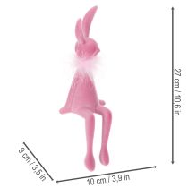 Artikel Paashaasje met verenboa, decoratief paasfiguurtje voor op een plank, 27 cm, 2 stuks