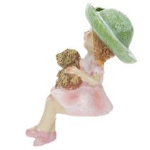 Artikel Decoratief beeldje voor op een plank: Lachend meisje met hond, Ø4,5 cm, H9,5 cm