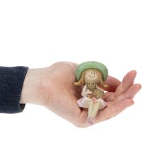 Artikel Decoratief beeldje voor op een plank: Lachend meisje met hond, Ø4,5 cm, H9,5 cm