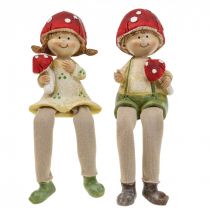 Plank kruk decoratieve figuren jongen en meisje paddestoel kinderen 2st