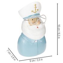 Artikel Kapiteinfiguur, maritieme decoratie met bril en hoed, 16 cm