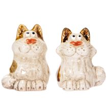 Artikel Keramische kattenbeeldjes, grappige dierenbeeldjes voor de woonkamer, 8 cm, 4 stuks