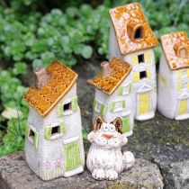 Artikel Keramische kattenbeeldjes, grappige dierenbeeldjes voor de woonkamer, 8 cm, 4 stuks