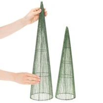 Artikel Metalen bloemkegels, groen, voor bloemstukken, 62 cm, 2 stuks