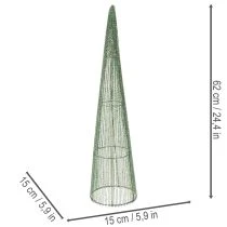 Artikel Metalen bloemkegels, groen, voor bloemstukken, 62 cm, 2 stuks