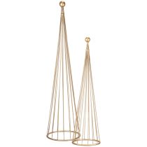 Kerstboom metalen decoratie gouden kegels H62/83cm set van 2