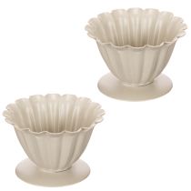 Artikel Kom, beker, bloemkelk, crèmekleurige decoratie, 9 cm
