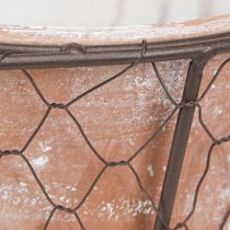 Artikel Keramische bloempot mand handvat metaal bruin Ø18cm