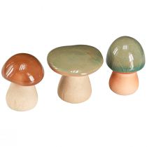 Artikel Keramiek paddestoelen decoratie bruin groen blauw keramiek decoratie Ø4/5cm 6 st