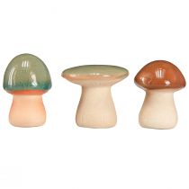 Artikel Keramiek paddestoelen decoratie bruin groen blauw keramiek decoratie Ø4/5cm 6 st