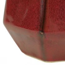 Artikel Keramiek Vaas Bloemenvaas Rood Zeshoekig Ø14.5cm H21.5cm
