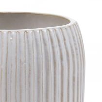Keramiek vaas met groeven Witte keramiek vaas Ø13cm H20cm