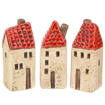 Artikel Keramische huisjes, kleine decoratieve huisjes, herfstdecoratie, H8cm, 6 stuks