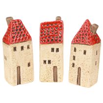 Artikel Keramiek huis tafeldecoratie keramische huizen H11cm 3 stuks