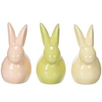 Artikel Keramisch konijn, decoratief beeldje voor een stijlvol Pasen, 11 × 6,5 × 12,5 cm, 3 stuks