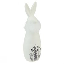 Artikel Keramiek konijntje witte konijnen decoratieve veren bloemen Ø6cm H20,5cm