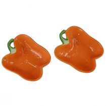 Artikel Keramiek schaal sierschaal peper oranje 11,5x10x4cm 2st
